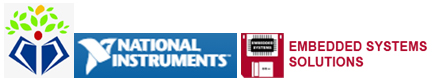 Dhirajlal Gandhi College of Technology logo, National Intsruments Logo, 
																						Embedded Systems Solutions logo