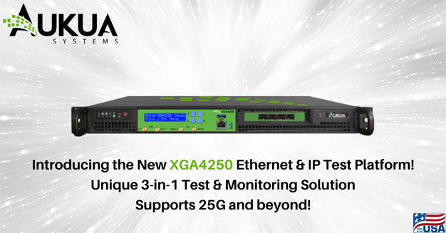 Aukua Systems 
															Introduces New 
															XGA4250 High Speed 
															3-in-1 Ethernet & IP 
															Test Platform